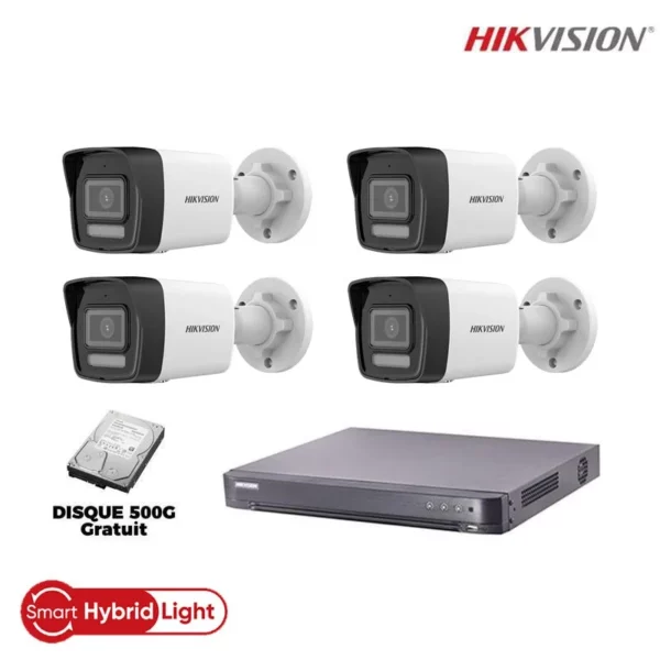 Kit 4 caméras de surveillance extérieur Hikvision ColorVu 2Mp