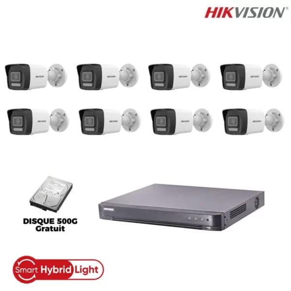 Kit 8 caméras de surveillance extérieur Hikvision ColorVu 2Mp